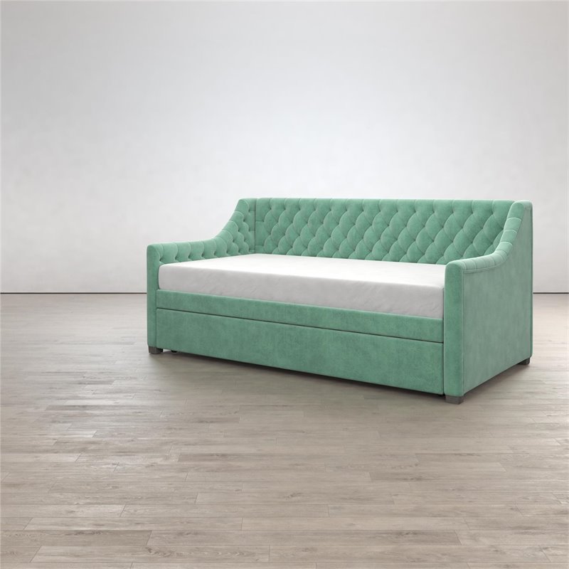 Little Seeds Monarch Hill Ambrosia Twin Daybed and Trundle in Teal Velvet
