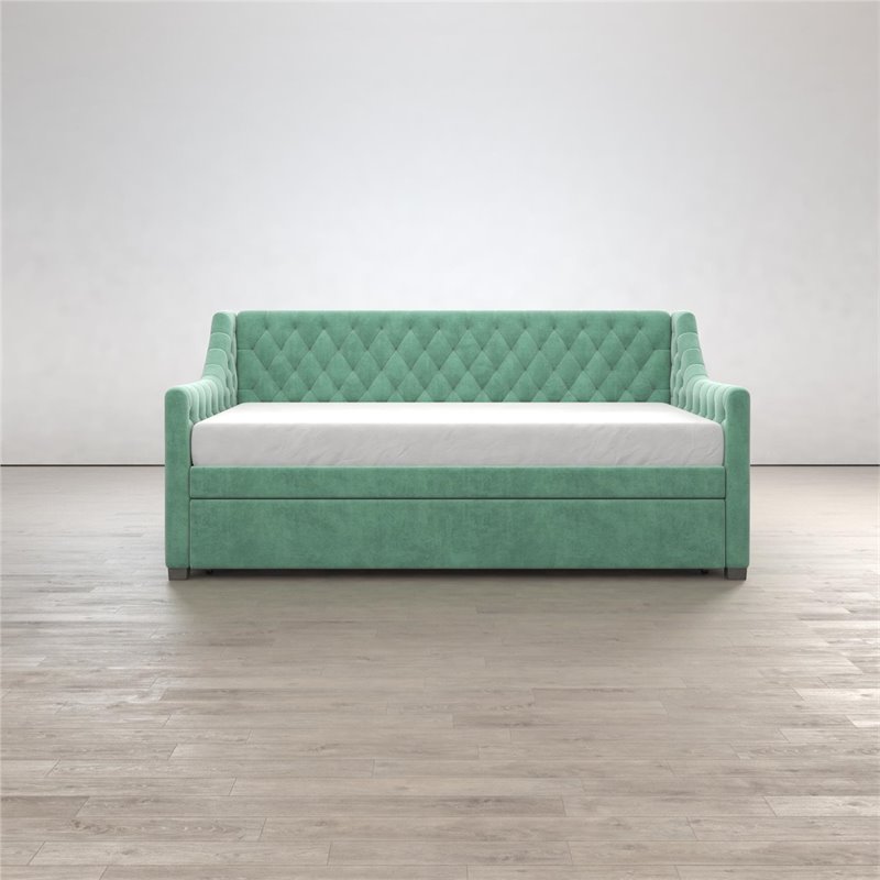 Little Seeds Monarch Hill Ambrosia Twin Daybed and Trundle in Teal Velvet