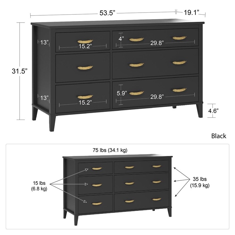 Little Seeds Monarch Hill Hawken 6 Drawer Dresser in Black