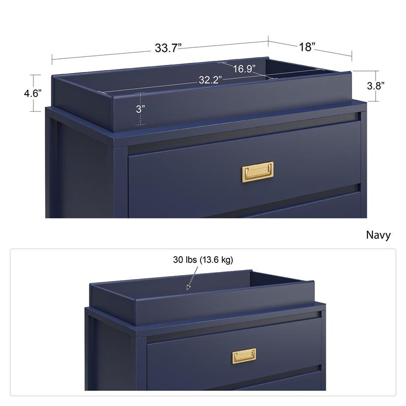 Little Seeds Transitional Monarch Hill Haven Navy Wood Changing Table Topper