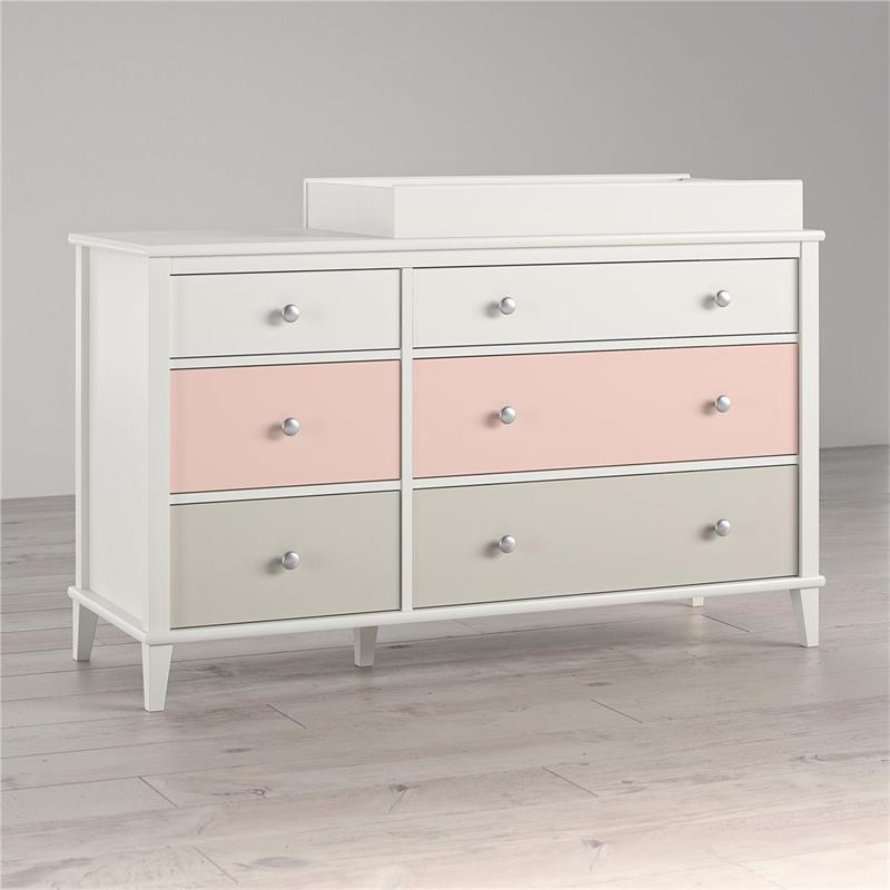 Little Seeds Monarch Hill Poppy Wood 6 Drawer Changing Table in Peach/White