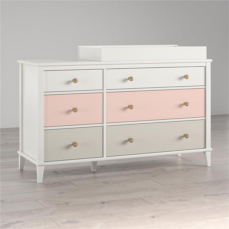 Little Seeds Monarch Hill Poppy Wood 6 Drawer Changing Table in Peach/White
