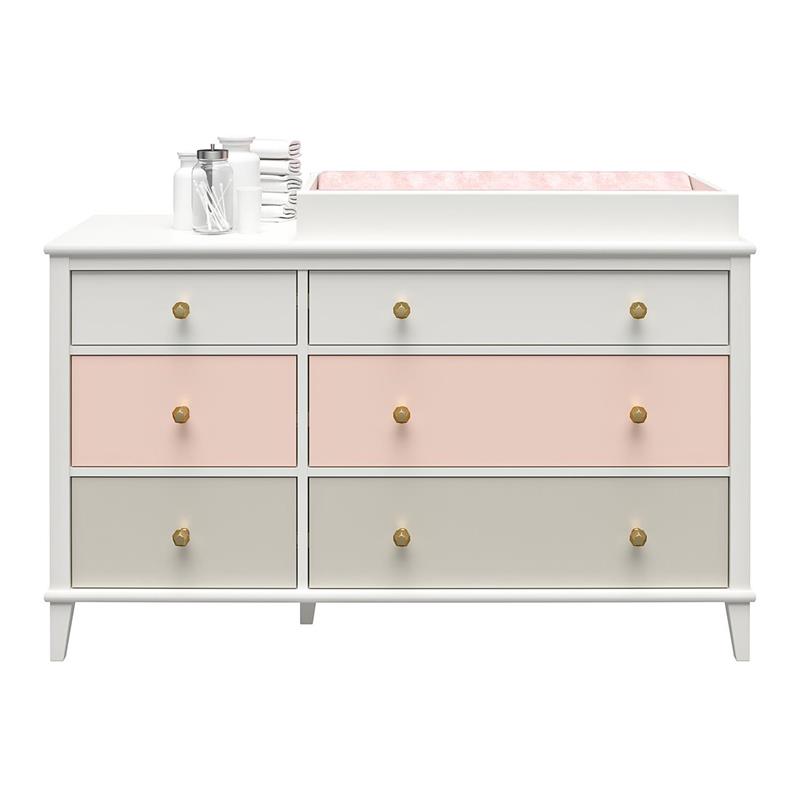 Little Seeds Monarch Hill Poppy Wood 6 Drawer Changing Table in Peach/White
