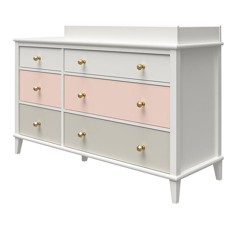 Little Seeds Monarch Hill Poppy Wood 6 Drawer Changing Table in Peach/White