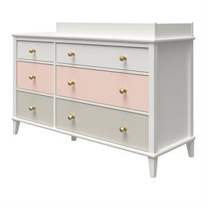 Little Seeds Monarch Hill Poppy Wood 6 Drawer Changing Table in Peach/White