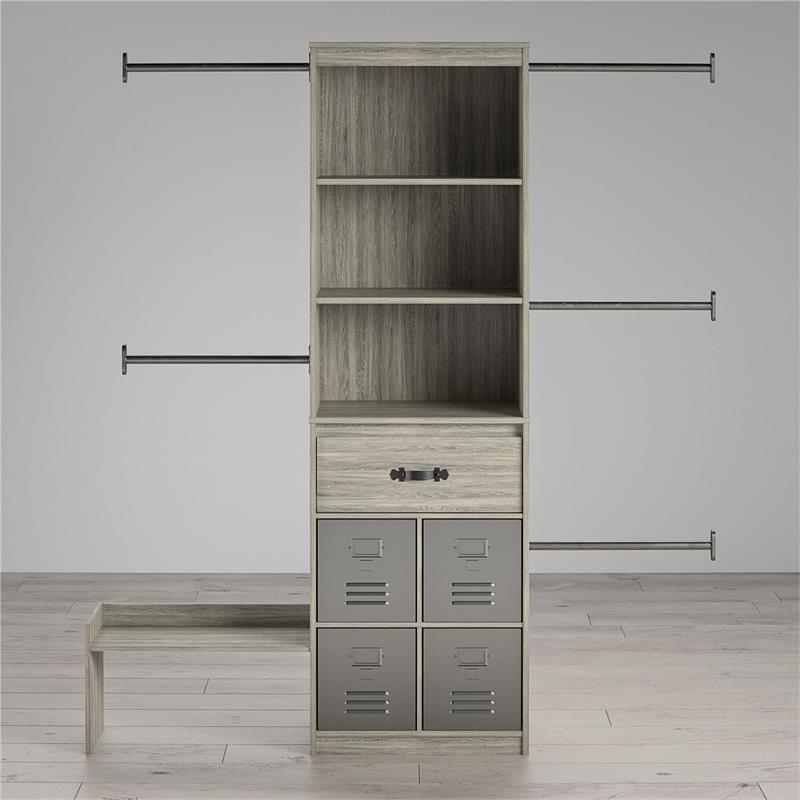 Little Seeds Grow with Me Grey Oak Adjustable Closet Organizer System