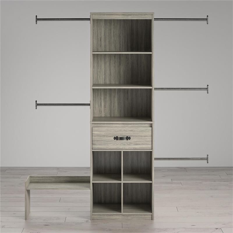 Little Seeds Grow with Me Grey Oak Adjustable Closet Organizer System