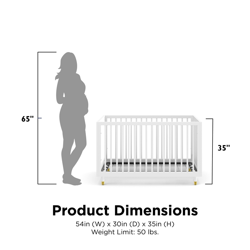 Little Seeds Aviary 3-in-1 Crib with Adjustable Mattress Height in White