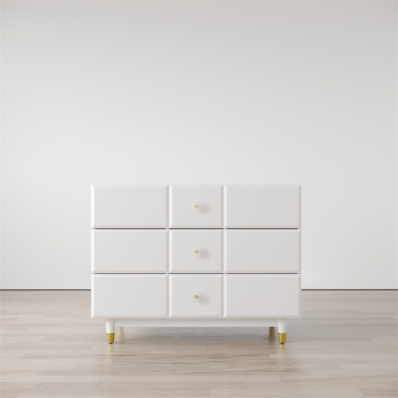 Little Seeds Aviary 3-Drawer Dresser with Gold Hardware in White