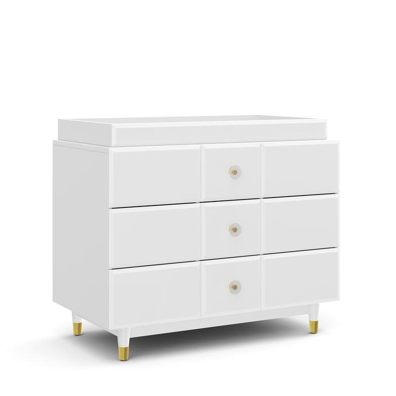 Little Seeds Aviary 3-Drawer Dresser with Gold Hardware in White