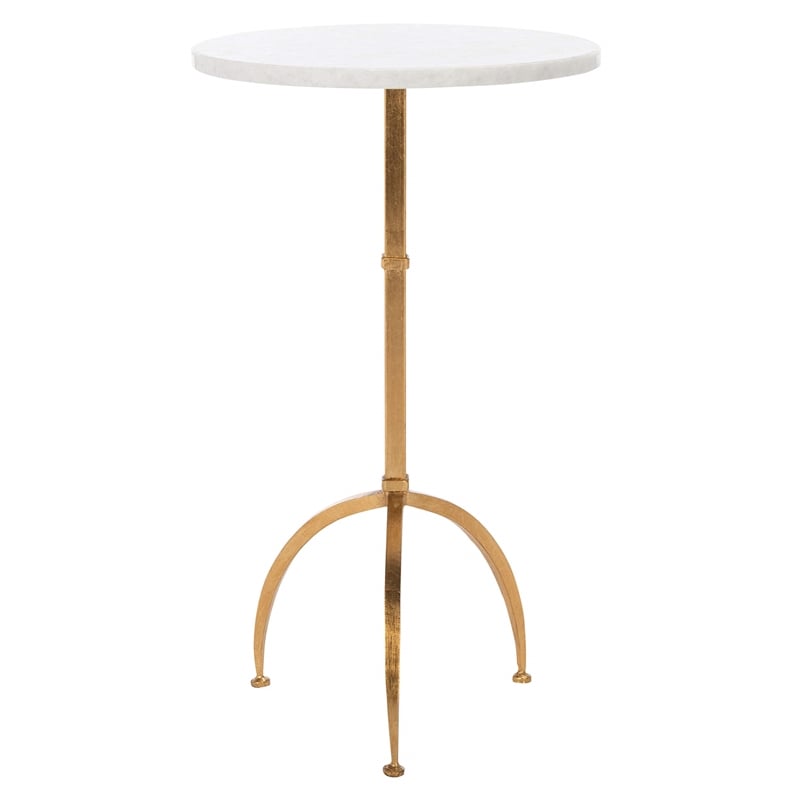 Maklaine Marble Accent Table in White and Gold