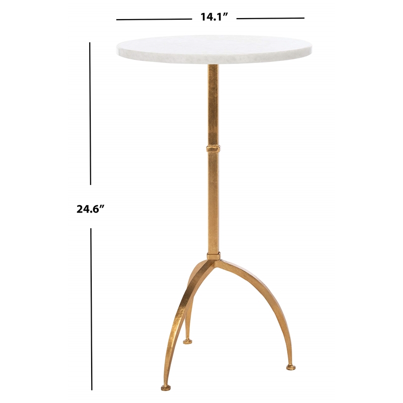 Maklaine Marble Accent Table in White and Gold