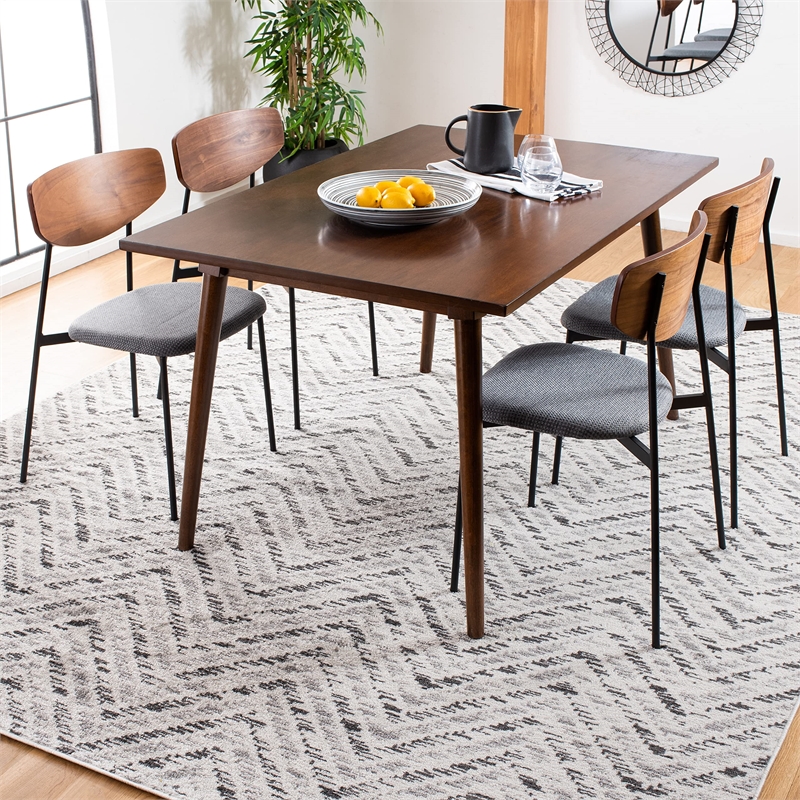 Maklaine 6' X 9' Power Loomed Rug in Ivory and Charcoal