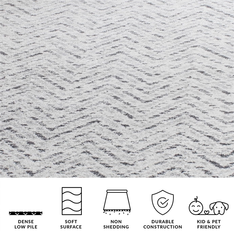 Maklaine 6' X 9' Power Loomed Rug in Ivory and Charcoal