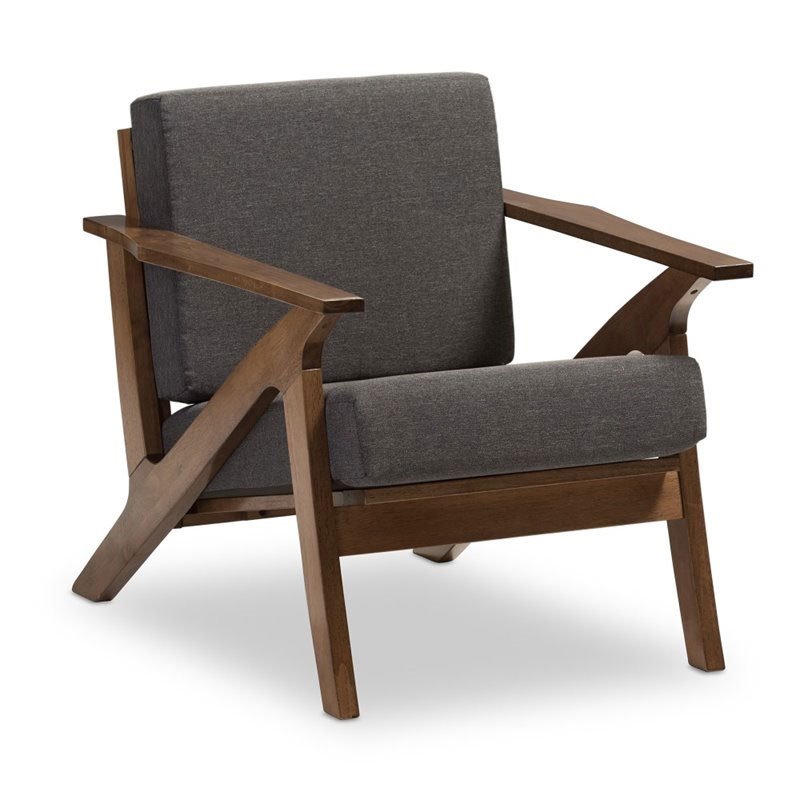 Maklaine Lounge Fabric Chair in Gray