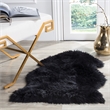 Maklaine 2' X 3' Natural Sheep Skin Rug in Midnight Black