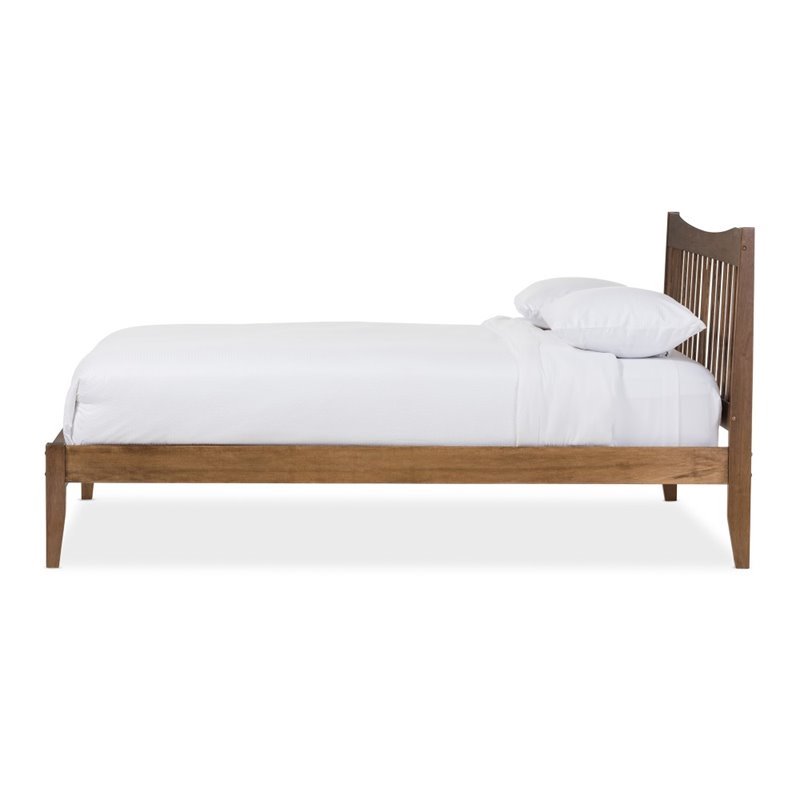 Maklaine Rubberwood Walnut Brown Platform Bed Rectangular Tapered Legs Queen 40.95