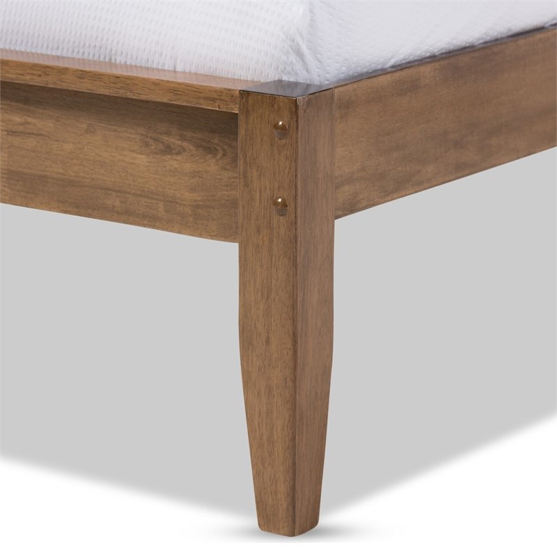 Maklaine Rubberwood Walnut Brown Platform Bed Rectangular Tapered Legs Queen 40.95