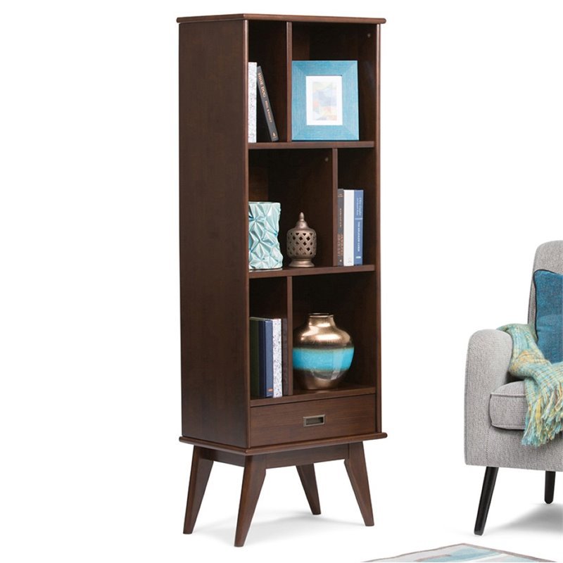 Maklaine 6 Shelf Bookcase in Medium Auburn Brown