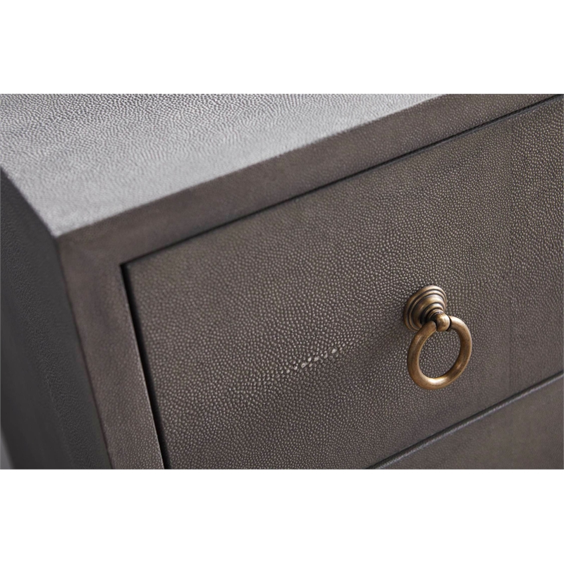 Maklaine Faux Shagreen Gray Nightstand Rectangular 35