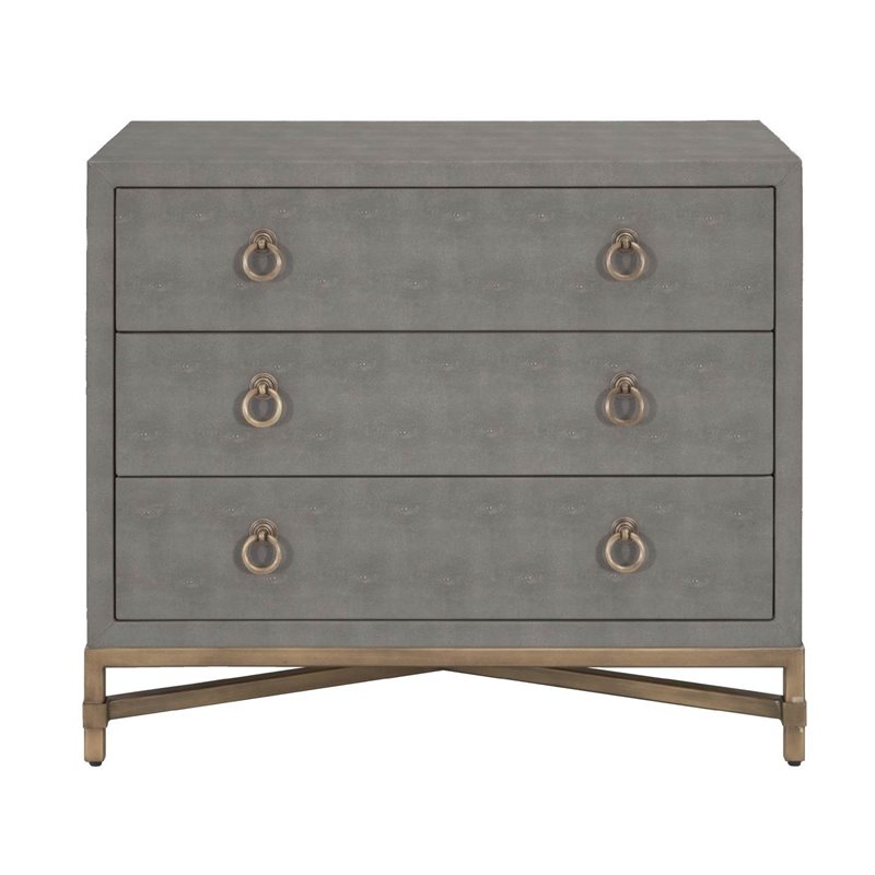 Maklaine Faux Shagreen Gray Nightstand Rectangular 35