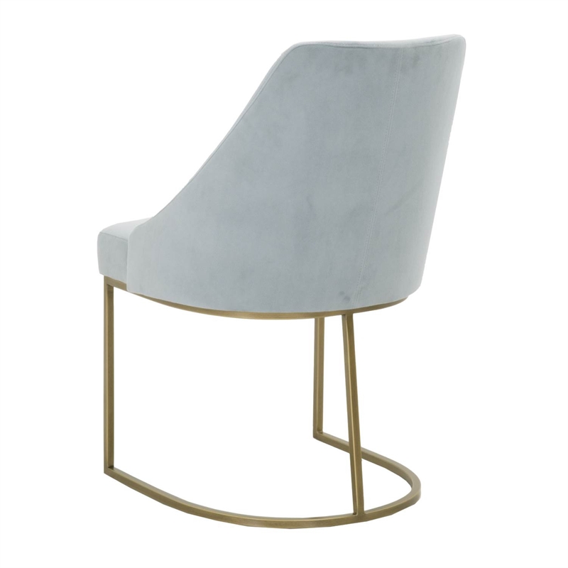 Maklaine Velvet Dining Side Chair in Gray and Brushed Gold (Set of 2)