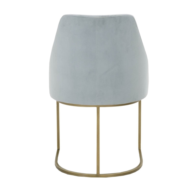 Maklaine Velvet Dining Side Chair in Gray and Brushed Gold (Set of 2)