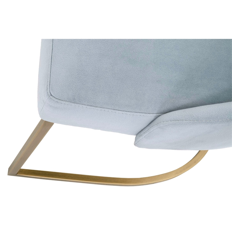 Maklaine Velvet Dining Side Chair in Gray and Brushed Gold (Set of 2)