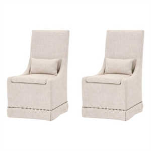 Maklaine 19&quot Transitional Fabric Dining Side Chair in Beige (Set of 2)