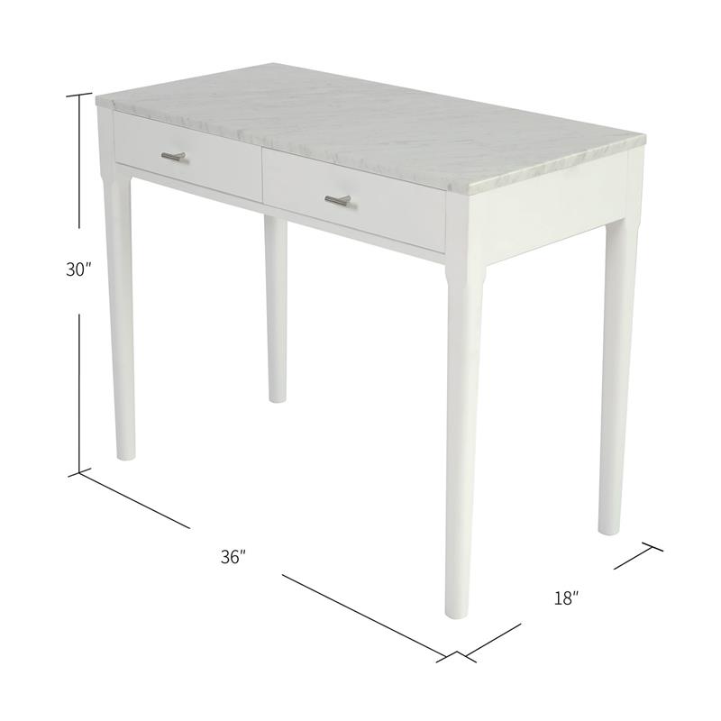Maklaine Italian Marble White Console Table Rectangular Minimal Assembly 36