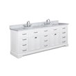 Maklaine Solid Birch Hardwood White Double Vanity Rectangular Soft Close Doors 84