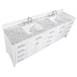 Maklaine Solid Birch Hardwood White Double Vanity Rectangular Soft Close Doors 84