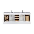 Maklaine Solid Birch Hardwood White Double Vanity Rectangular Soft Close Doors 84