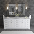Maklaine Solid Birch Hardwood White Double Vanity Rectangular Soft Close Doors 84