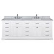 Maklaine Solid Birch Hardwood White Double Vanity Rectangular Soft Close Doors 84