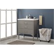 Maklaine Solid Hardwood Gray Vanity Rectangular Porcelain Sink 30