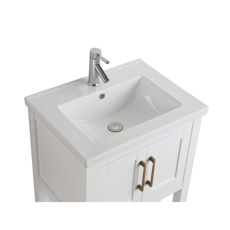 Maklaine PVC White Single Sink Vanity Rectangular Soft Close 24
