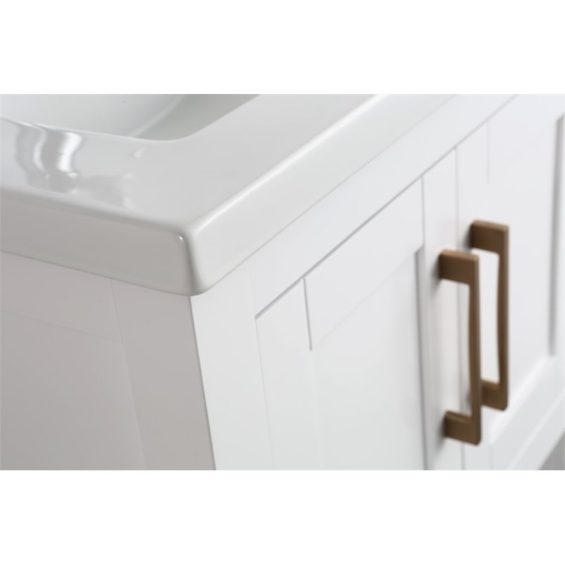 Maklaine PVC White Single Sink Vanity Rectangular Soft Close 24