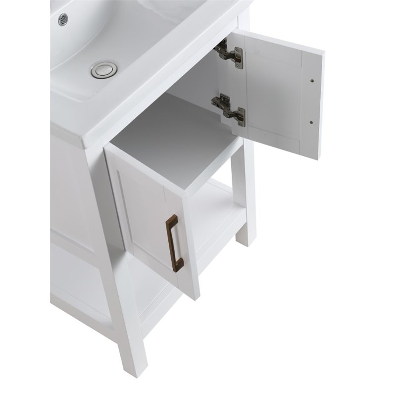 Maklaine PVC White Single Sink Vanity Rectangular Soft Close 24
