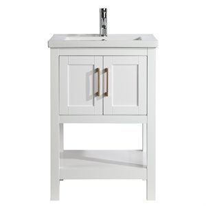 Maklaine PVC White Single Sink Vanity Rectangular Soft Close 24&quot