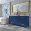 Maklaine Birch Hardwood Blue Double Vanity Rectangular 72