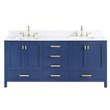 Maklaine Birch Hardwood Blue Double Vanity Rectangular 72