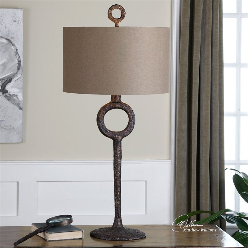 Maklaine Cast Iron Table Lamp in Beige