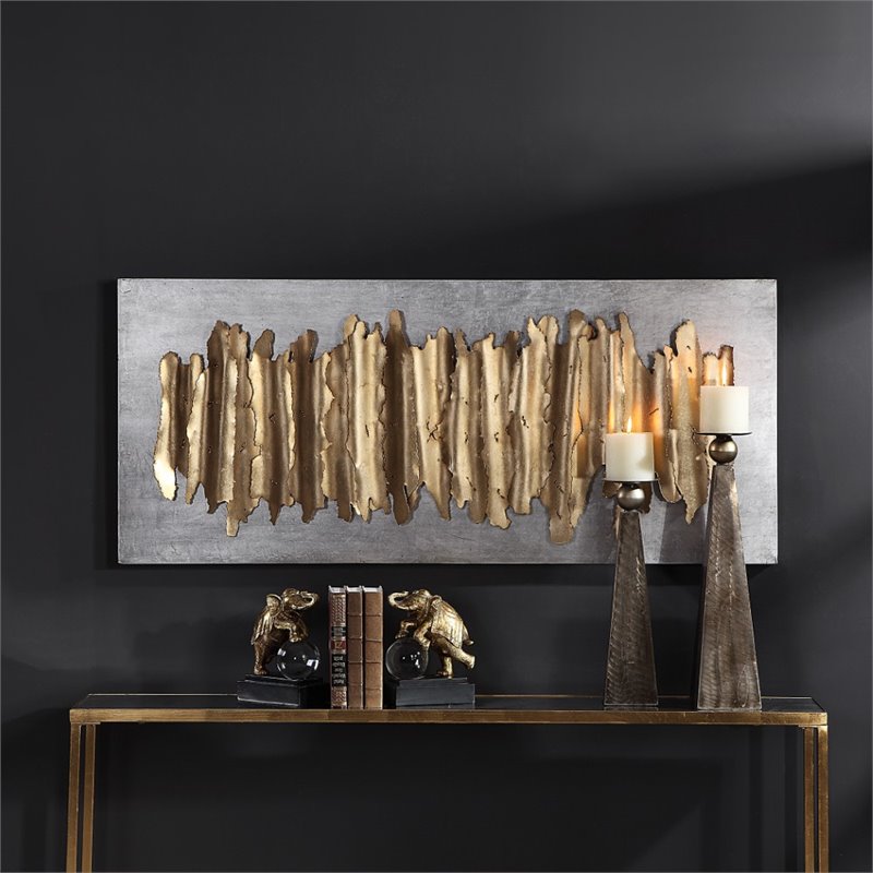 Maklaine Iron Antique Gold Wall Decor Rectangular 55.25