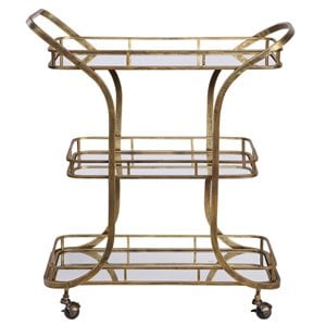 Maklaine Serving Cart in Antique Gold