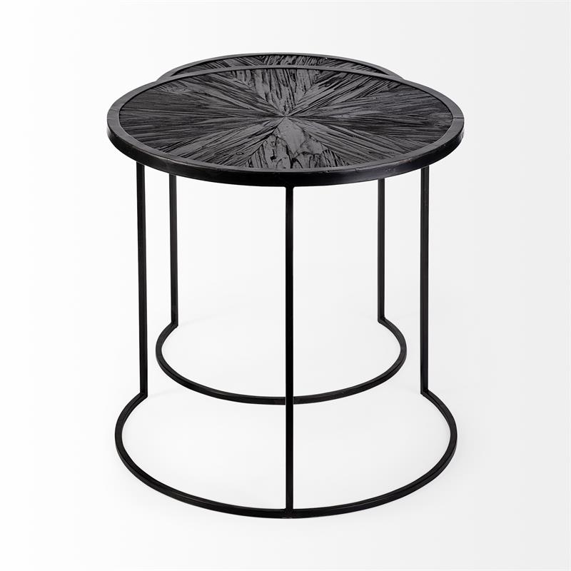 Maklaine Round Wood Accent Tables in Brown and Black
