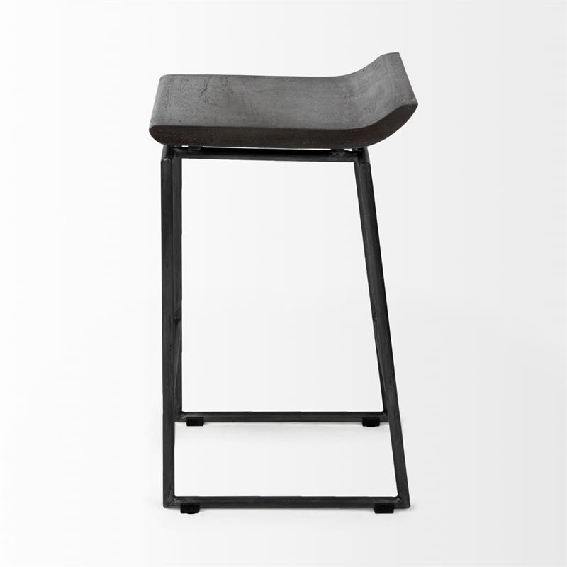 Maklaine Mango Wood Black Bar Stool Rectangular Low-Back 25.75