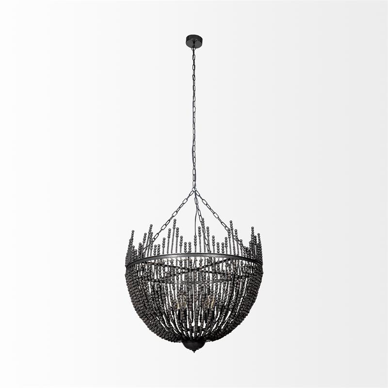 Maklaine Bead Bowl-Style 4 Bulb Chandelier in Black