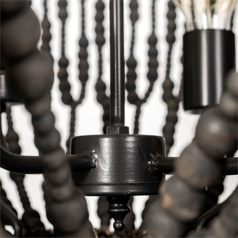 Maklaine Bead Bowl-Style 4 Bulb Chandelier in Black
