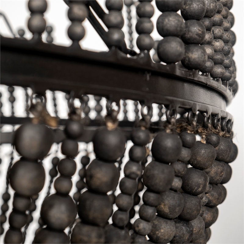 Maklaine Bead Bowl-Style 4 Bulb Chandelier in Black